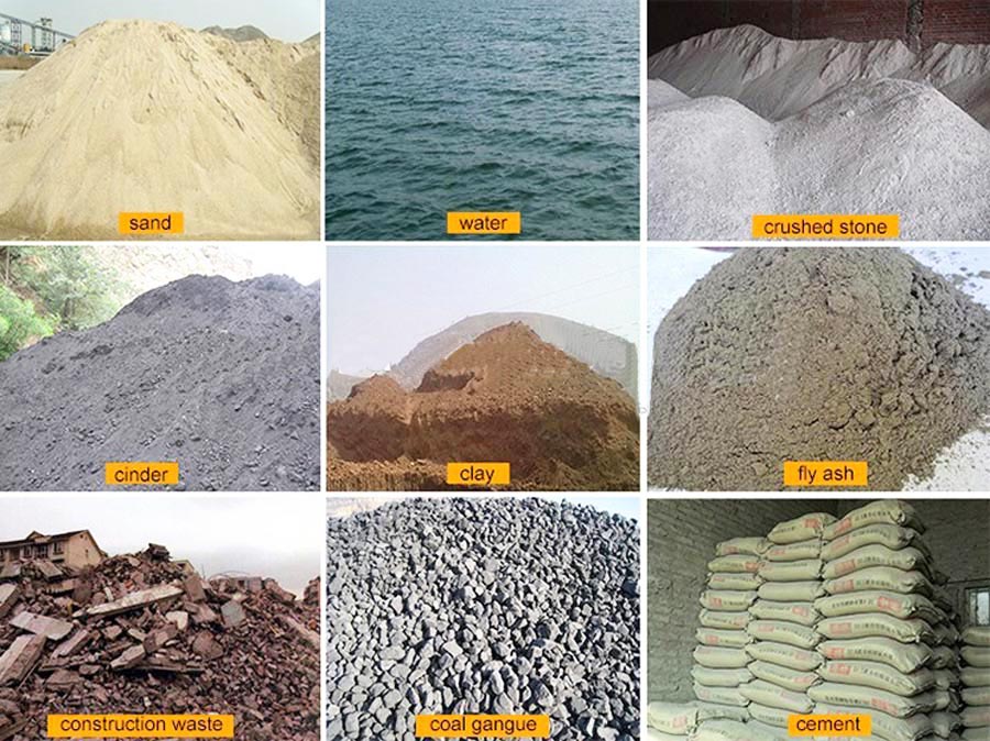 raw materials of interlocking brick production