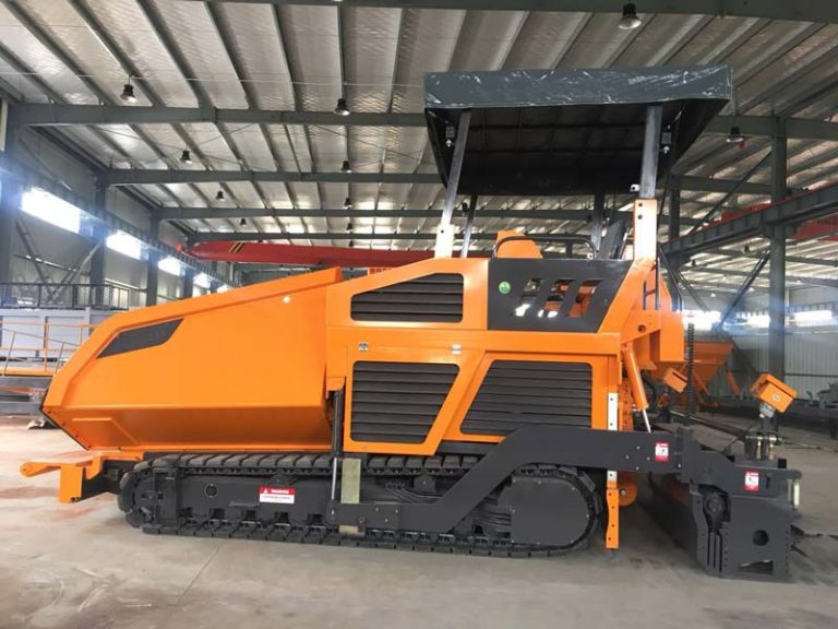 asphalt paving machines in workshop