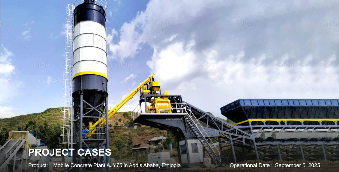 AJY75 mobile batching plant for Government projects in Ethiopia