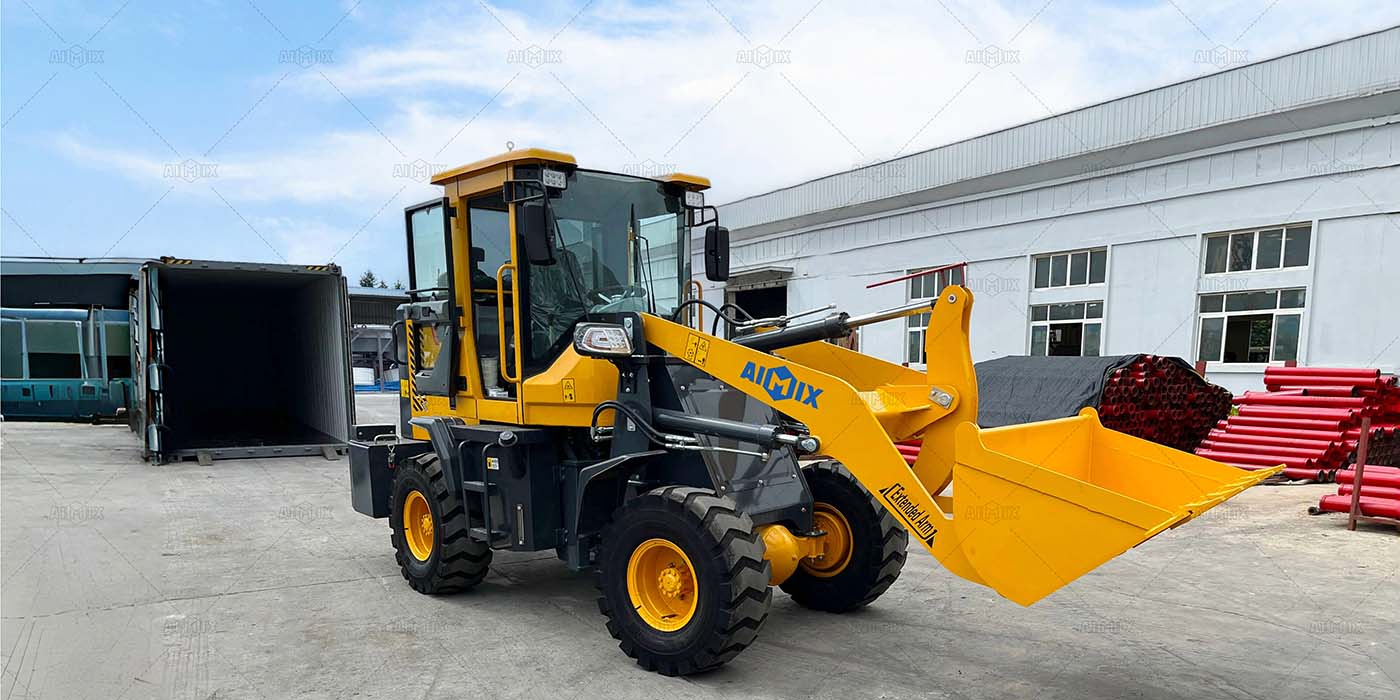 wheel loader for loading aggregates to bin