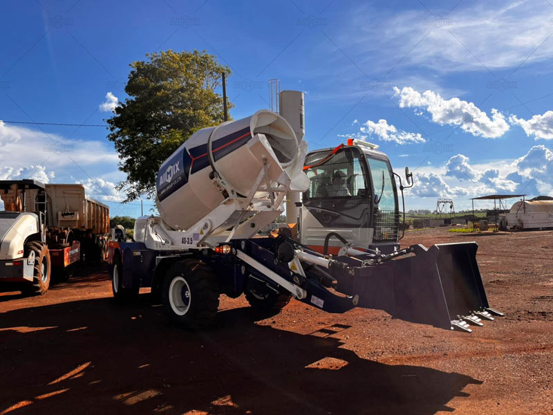 self loading concrete mixer working onsite