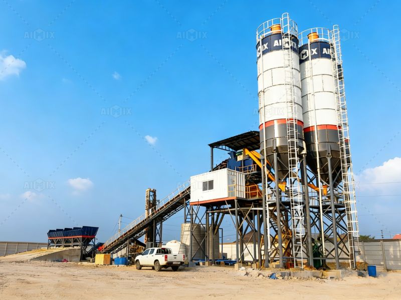 stationary concrete batch plant solution from Aimix