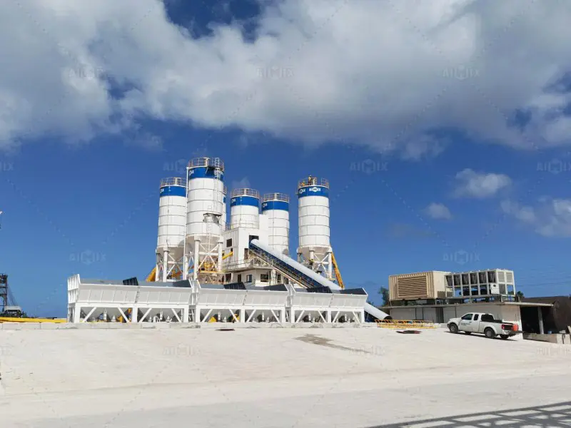 AJ180 rmc batching concrete plant installed in Guam