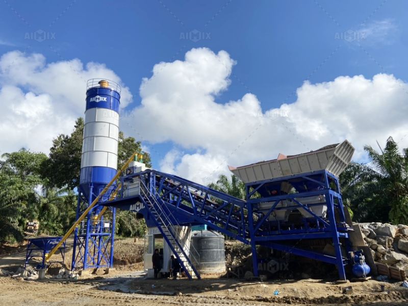 mobile type concrete batch plant