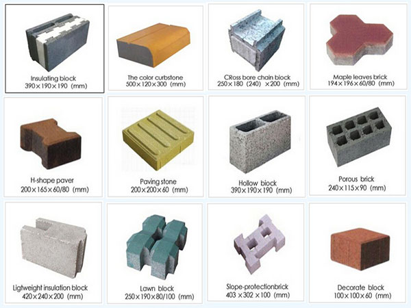 different finished bricks